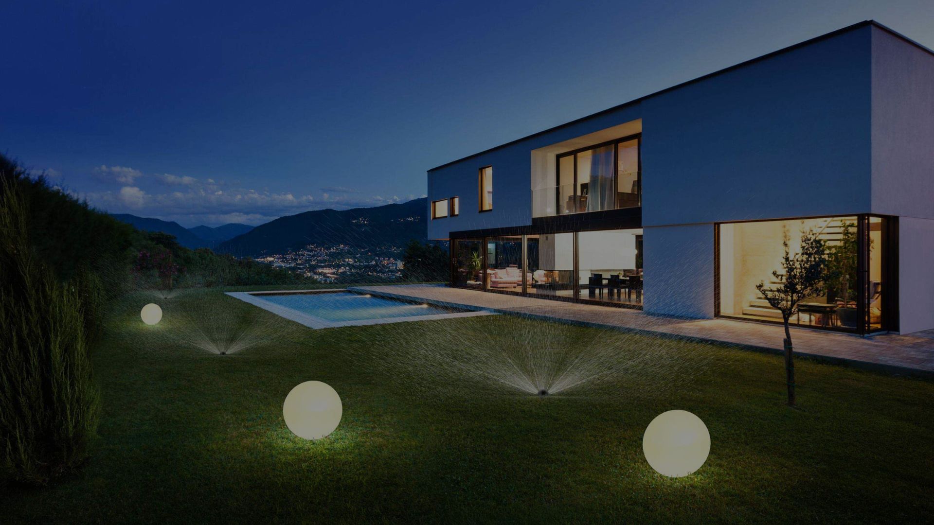 Casa moderna inteligente con iluminación